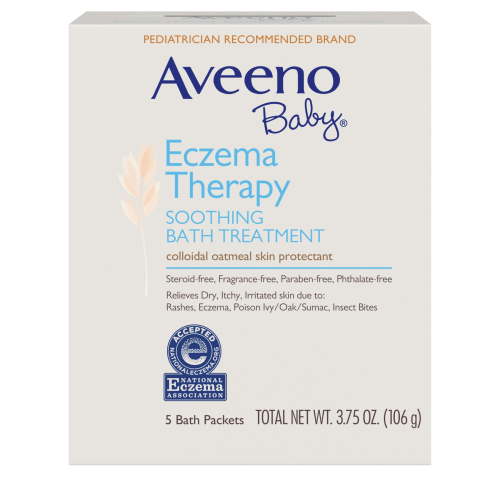 Aveeno Baby Eczema Therapy Soothing Bath Treatment for Relief of Dry, Itchy and Irritated Skin, Made with Soothing Natural Colloidal Oatmeal, 5 Ct.