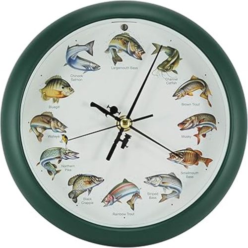 Mark Feldstein Splashing Gamefish Hourly Fishing Sounds Wall/Desk Clock, 8 Inch