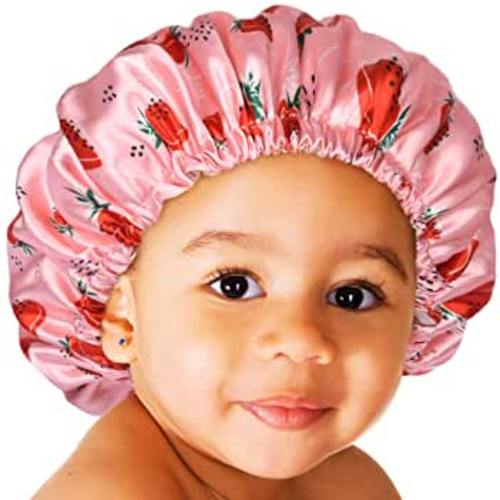 YANIBEST Kids Satin Bonnet Sleep Cap for Curly Hair Adjustable Silk Satin Cap for Toddler