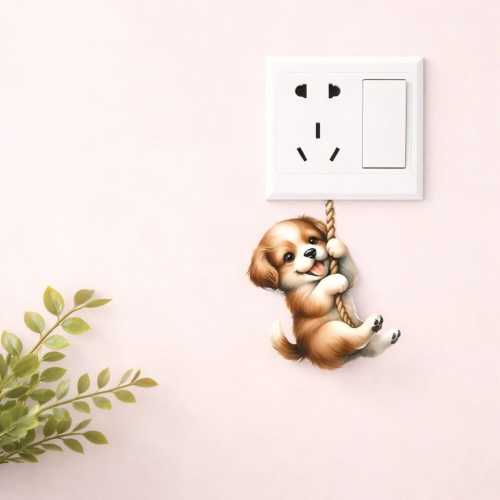 Puppy Light Switch Sticker – Cute Dog Wall Decal – Kids Room Decor – Nursery Wall Art – Dog Lover Gift