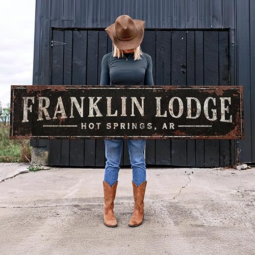 Big Custom Metal or Canvas Sign, Personalized Name Vintage Style, Family Last Name Signs, Long Personalized Homestead, Large Rustic Sign Gift (36”x9”)