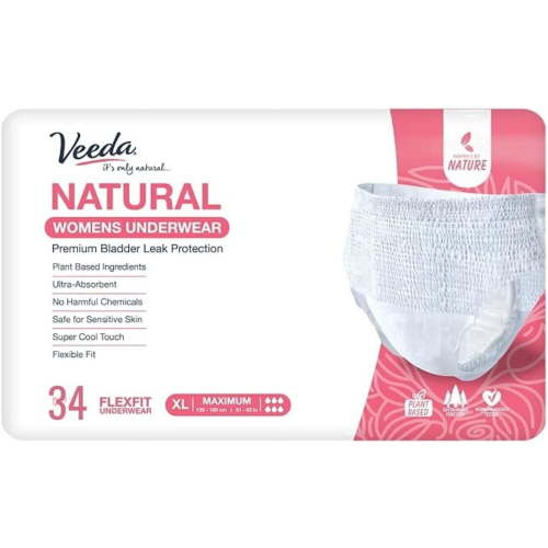 Veeda Adult Incontinence Underwear for Women, Postpartum Bladder Leakage Protection, Disposable Underwear, Maximum Absorbency, Extra Large, 34 Count