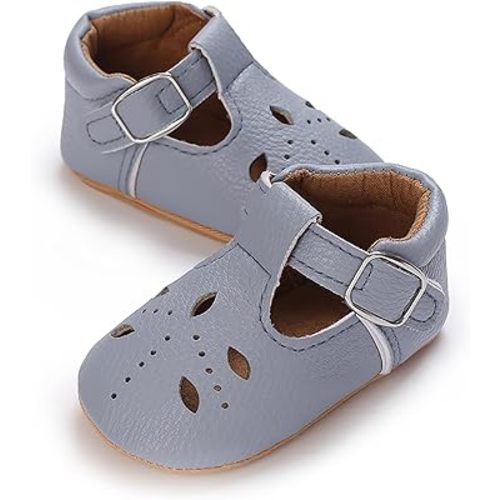 SOFMUO Baby Boys Girls Lace Up Leather Sneakers Soft Rubber Sole Infant Moccasins Newborn Oxford Loafers Anti-Slip Toddler Wedding Uniform Dress Shoes