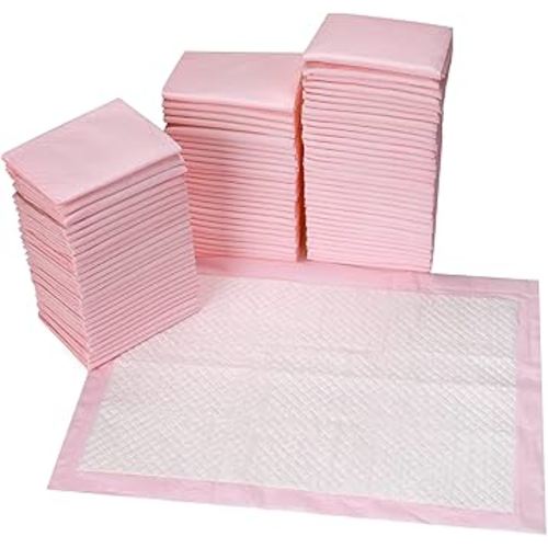 80 Count Disposable Baby Changing Pads, 18”x18” Pink – Super Absorbent Leakproof Quick-Drying, Soft Skin-Friendly Disposable Underpads for Infants, Mess-Free Diaper Changes at Home or On-The-Go