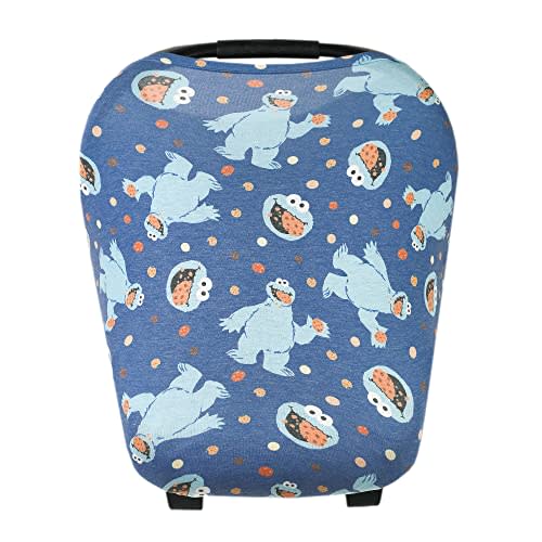 Copper Pearl Multi-Use Cover: Car Seat Covers, Nursing Cover, and Stroller Cover - Stretchy Fabric, All-Season Use, Stylish Designs, Easy Access for Moms - Cookie Monster