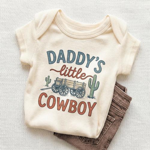 Daddy's Little Cowboy Baby Onesie - Cute Western Country Boy Bodysuit