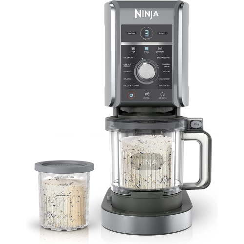 Ninja Restored CREAMi Deluxe 11-in-1 XL Ice Cream Maker, Silver with Pints and Recipes