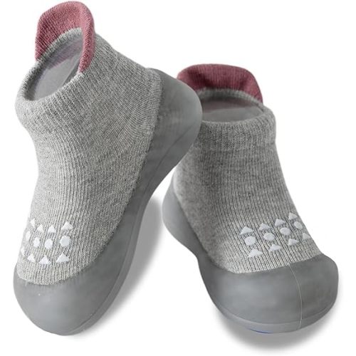 Hstyle Baby Sock Shoes Toddler Walking Shoes Infant Non-Slip Slippers Soft Rubber Sole Sneakers for Baby Boys Girls
