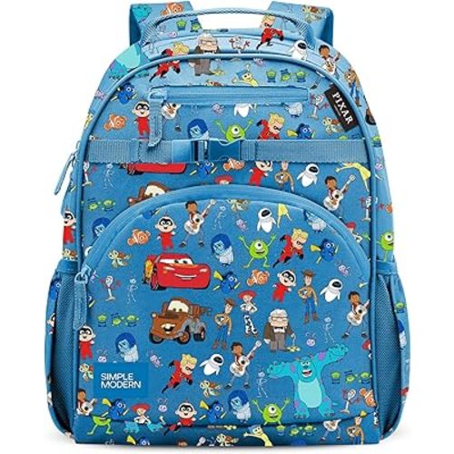 Simple Modern Medium Disney Pixar Toddler Backpack for School Girls and Boys | Kindergarten Elementary Kids Backpack | Fletcher Collection | Kids - 15" tall | Pixar Mashup on Blue