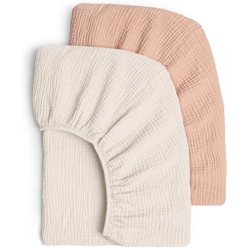 Lulu Moon Muslin Crib Sheets - Fitted Crib Mattress Sheets for Boys and Girl - 28"x 52", 2 Pack