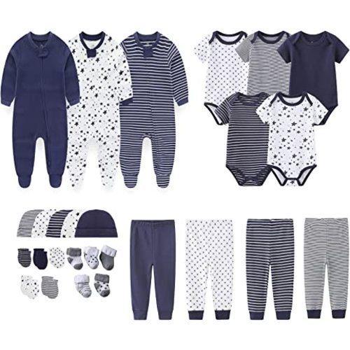 MAMIMAKA Ensemble cadeau layette nouveau-né 27 pièces bébé fille vêtements bodies pantalons essentiels et accessoires 0-6 mois