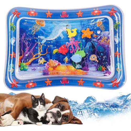 Luxcidy Pat Pad, Thickened Water Sensor Play Mat for Cats, Water Sensory Playmat with Fish for Pet Play, Water Sensor Mat for Kids, Water Sensory Pad Water Play, Feel Cool Comfort, 1pc