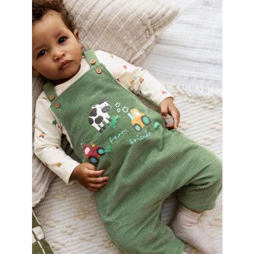 Green Farm Cord Dungarees and Bodysuit Set (0mths-2yrs)