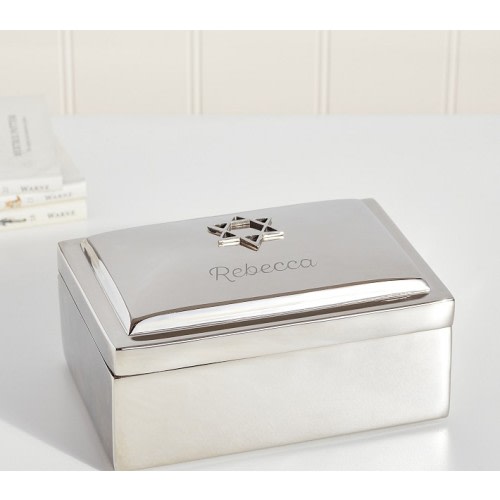 Silver Star Of David Keepsake Box