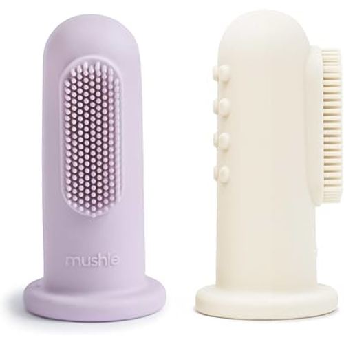 mushie Baby Finger Toothbrush (Soft Lilac/Ivory) 2-Pack