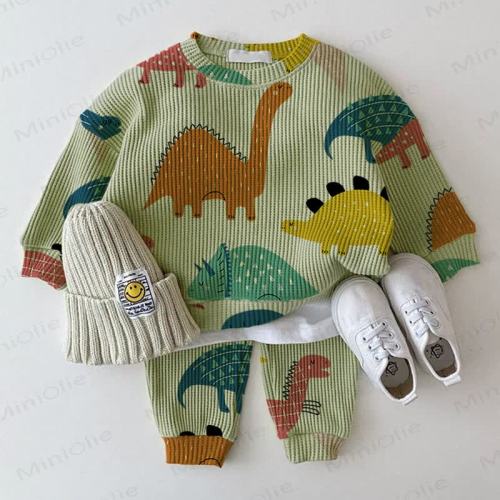 Baby Grey Green Dino Waffle 2-piece Set