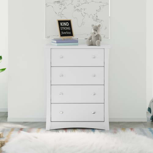 Storkcraft Crescent 4 Drawer Childrens Nursery Dresser, White
