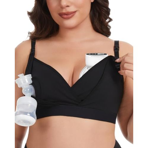 Hands Free Pumping Bra Adjustable Nursing Bra & Pumping Bra with Nursing Pads Holding Breast Pumps