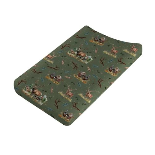 Vintage Deer Hunting Baby Changing Pad Covers for Boy Girl 32''x16'' Turkey Hunting Diaper Fitted Changing Table Sheets Wild Animals Hunter Comfort Soft Breathable Nursery Change Table Mats