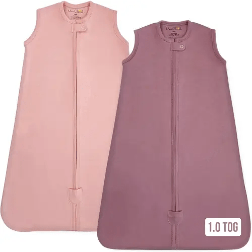 Baby Sleep Sack 1.0 TOG, Organic Cotton Baby Wearable Blanket with Two-Way Zipper, Swaddle Transition Baby Sleeping Bag, All-Season Sleep Sack for Newborn Infant Toddler Boy Girl, 2-Pack, 0-6 Month