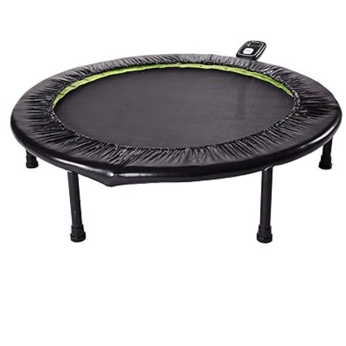 Stamina Folding Trampoline with Smart Workout App, Black - Portable Fitness Rebounder for Home Gym, Cardio & Strength Training, Jumping Exercise Equipment