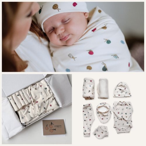 Bamboo Baby Capsule Gift Box - Ditsy Snails & Cream | Little & Lively