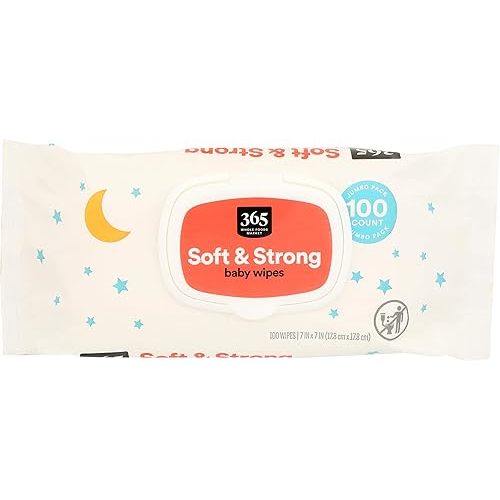 365 by Whole Foods Market, Soft & Strong Disposable Baby Wipes, Fragrance-Free, 100 Count