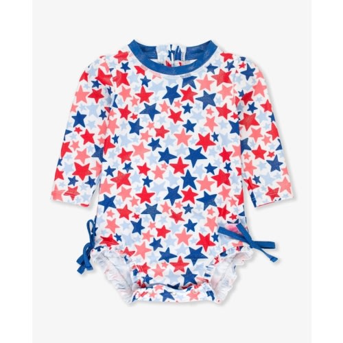 Star-spangled Long Sleeve One Piece Rash Guard, 12-18mo, No personalization | RuffleButts