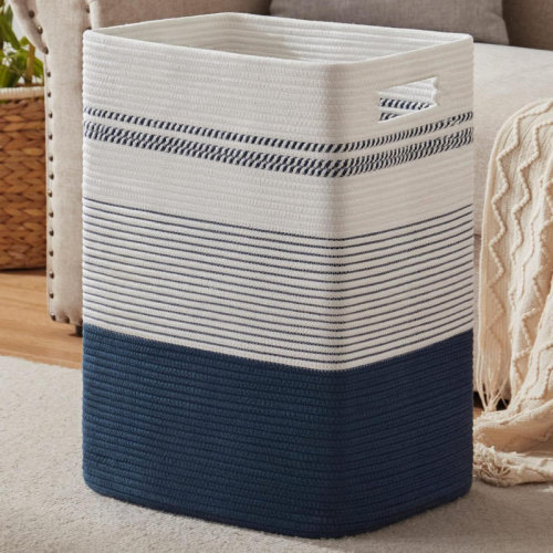Laundry Hamper, Woven Rope Tall Laundry Basket With Handles, Decorative Storage Basket For Clothes And Blankets In Living Room, Bedroom | Wayfair