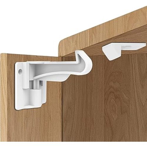 Lot de 12 verrous de sécurité pour armoire avec adhésif puissant, universels pour la plupart des armoires et tiroirs, faciles à installer