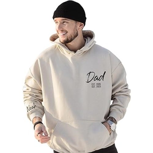 Custom Dad Hoodies and Crewneck Sweatshirt with Kids Names on Sleeve Customized Hoody for Dad Gift Dad Birthday Gifts Boy Daddy Girl Personalized New Dad Men Multicolor