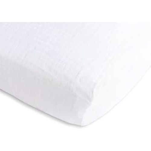 SwaddleDesigns Softest Cotton Muslin Fitted Crib Sheet/Toddler Sheet for Baby Boy & Girl, Pure White