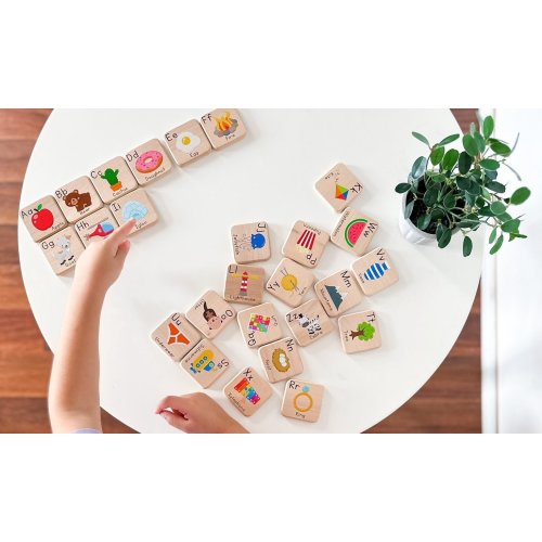 Wooden Alphabet Learning Tiles - Bannor Toys
