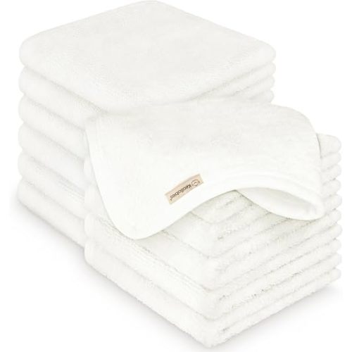12-Pack Baby Washcloths, Soft Absorbent Washcloths for Face, Body (White)