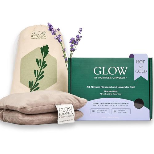 Glow Heating Pad with Flaxseed & Lavender for Hot & Cold Therapy, Microwavable Heat Pad for Back, Neck, Shoulder, Knee, Leg & Menstrual Cramp Relief, Washable & Reusable, One Size Fits All