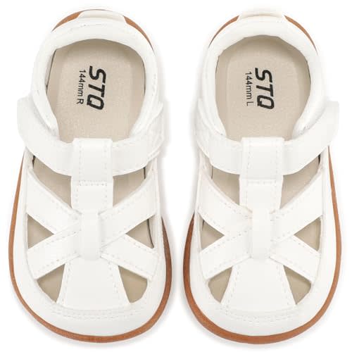 STQ Toddler Boy Girl Sandals Wide Toe Box Mary Jane Dress Shoes for Party School Uniform Summer Flower Girls Shoes