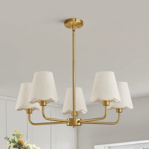5-Light Modern Dimmable Chandelier With Fabric Shades | Wayfair
