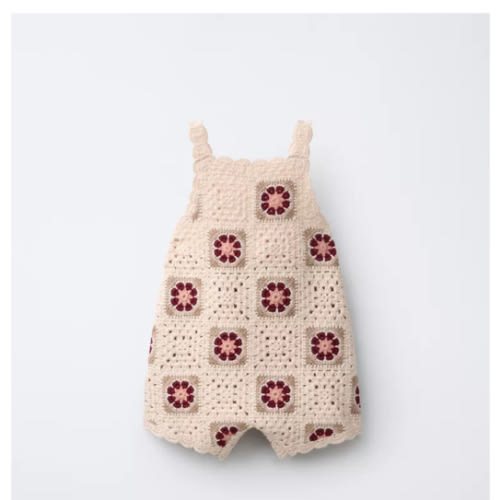 CROCHET FLOWER KNIT OVERALLS - Light beige | ZARA United States