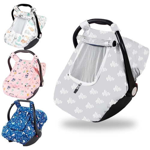 Beavtaens 3-in-1 Baby Car Seat Cover, Winter Infant Carseat Canopy, Soft & Breathable, Grey