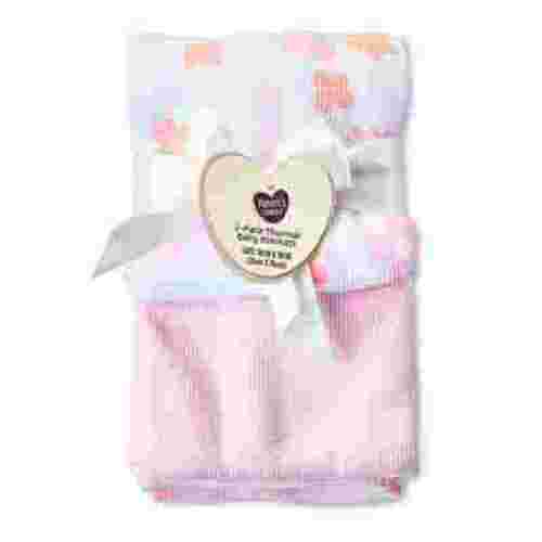 Parent's Choice Pink Floral 100% Cotton 2-Pack Thermal Baby Blanket, Infant Girl