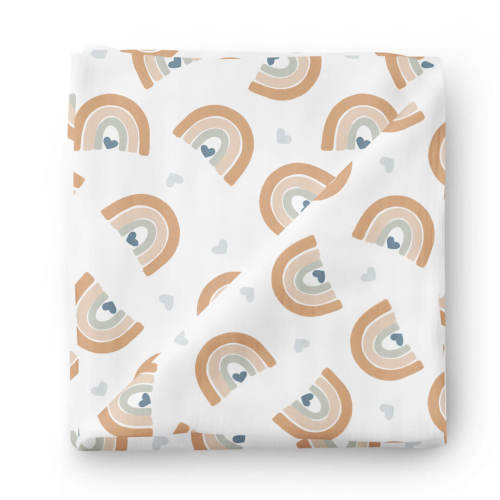 Rainbow Hearts Swaddle Blanket