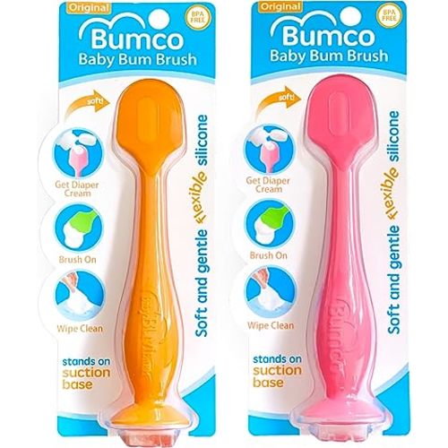 Bumco Diaper Cream Spatula (2-Pack) - BPA-Free Diaper Bag Essentials, Soft & Flexible Butt Spatula Baby, Mom-Invented Butt Paste Spatula, Diaper Cream Applicator, Bumco Baby Bum Brush, Diaper Spatula