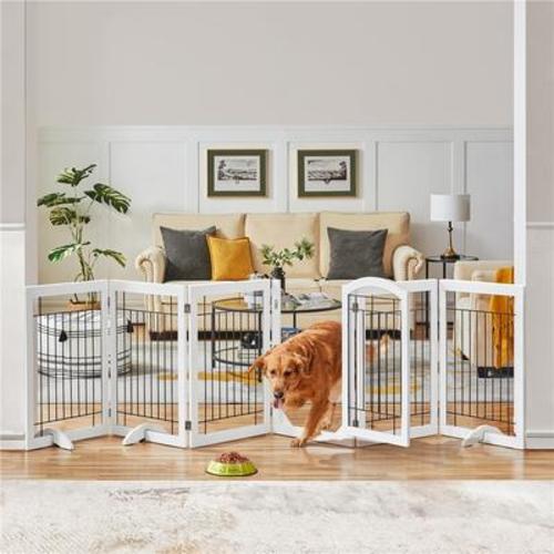 YAHEETECH 6-Panel Foldable Wire Dog Gate, White, 32-in H - Chewy.com