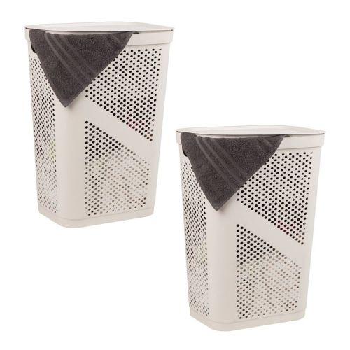 Mind Reader 2pk 60L Slim Laundry Hamper Ivory