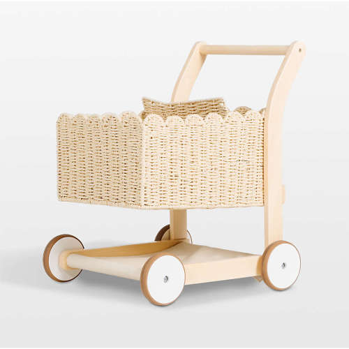 Gathre Toddler Wooden and Wicker Shopping Cart Toy