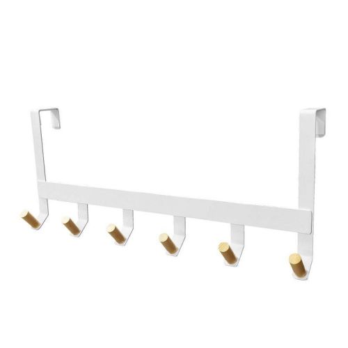 Mixed Material Over The Door 6 Hooks Rail Matte White - Brightroom™