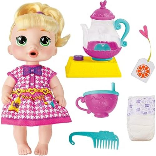Baby Alive Bubbly Tea Party LaLa GooGoo Doll with Teapot Accessories, Blonde Hair, 11 Inches, Toys for 3 Year Old Girls and Boys & Up