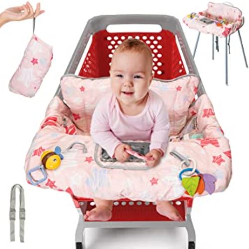 Shopping Cart Cover for Baby PILLANI, High Chair Cover for Restaurant Seat, Grocery Cart Cover for Baby Girl/Boy, Cotton Buggy Covers for Babies, Toddler Shopping Cart Cover, Cart Hammock for Infant
