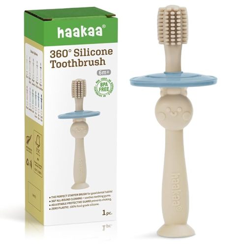 haakaa 360° Baby Toothbrush with Suction Base - Blue