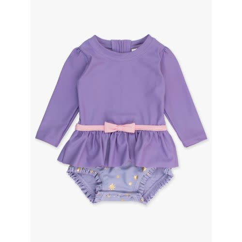 Long Sleeve Bow Skirted One Piece | RuffleButts & RuggedButts